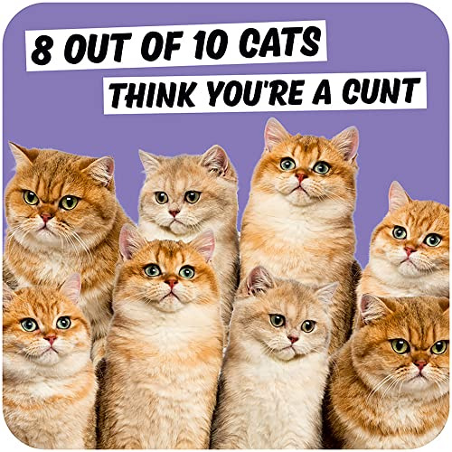 8 Out Of 10 Cats Think You're a C*nt - Funny Rude Coaster - Small Gift Ideas - Birthday Gift for Him Her Friends - Dean Morris Cards