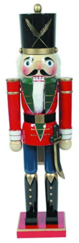 Nussknacker Figur groß XXL / 80 cm/Soldat mit Säbel rot-blau/Deko Figur Nussknacker Holz/handbemalt im Kunsthandwerks-Stil/weihnachtlich dekorieren