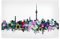artboxONE Poster 120x80 cm Berlin Städte Berlin City Skyline floral - Bild Vintage Cities Cityscape