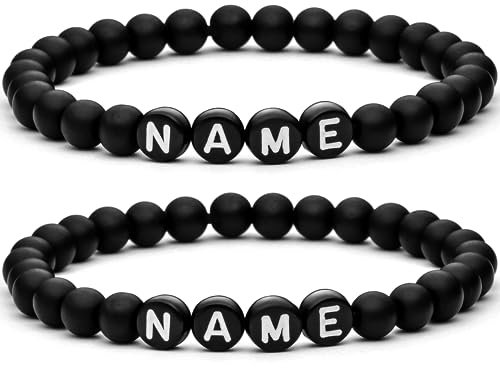 BAVELA | Partnerarmband | Buchstabenarmband | Liebesarmband Natursteine | Geschenk für Paare | Freundschaftsarmband (1 Armband)