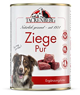 TACKENBERG 24 x 400 g (9,6 kg) Ziege Pur Nassfutter Dose für Hunde - Hundefutter für Sensible und allergische Hunde - natürlich getreidefrei