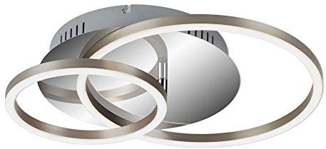 Briloner Leuchten - LED Deckenleuchte, Deckenlampe dimmbar, inkl. Memoryfunktion, 1 LED-Modul drehbar, 30 Watt, 2.400 Lumen, 3.000 Kelvin, Chrom-Alu, 390x300x80mm (LxBxH), 3222-018