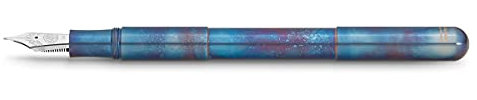 Kaweco SUPRA Füllhalter Fireblue I Exklusiver Edelstahl Füllfederhalter für Tintenpatronen mit hochwertiger Stahlfeder inkl. Retro Metallbox I Füller Länge 95-165 mm I Federbreite: BB (Extra Breit)