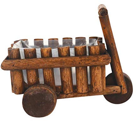 CLQ Blumentopf Holz Kleinwagen Kreative Künstliche Blumen Schubkarre Pflanzer Halter für Schaufenster Garten Dekor