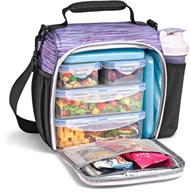Fit & Fresh JAXX - Bolsa de almuerzo para preparación de comidas, 9 piezas, adultos aman como lonchera, bolsa de almuerzo, lonchera para adultos, caja de almuerzo para hombres, bolsas de almuerzo para