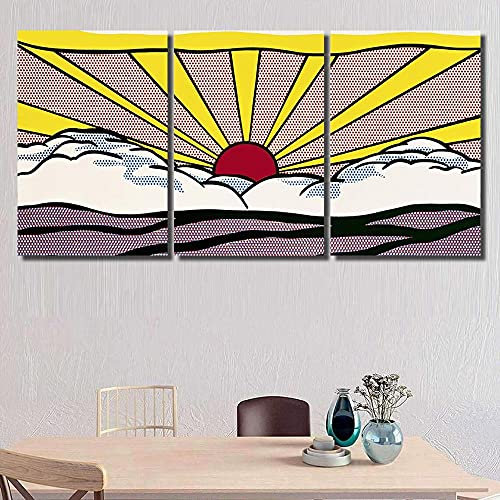 DDSDA 3 Teile Leinwand-Bild 3x50x70cm (Gesamt 150x70cm) Lichtenstein Roy Wandbilder,Kunstdruck,Wohnzimmer Dekor,Kreatives Geschenk 3 Teiliges Leinwand Bild Frames