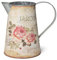 Moritz Pot décoratif en tôle - Motif jardin - Roses - Vase de fleurs - Décoration rétro vintage shabby chic