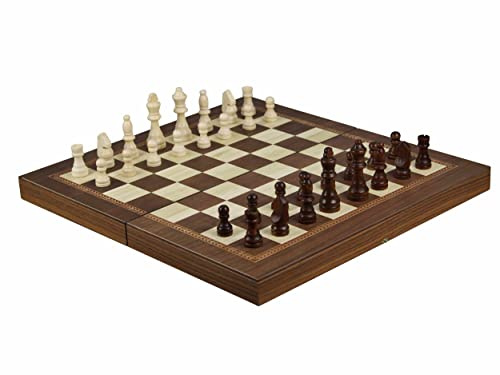 Hölzernes Manopoulos Schach & Backgammon Set Brauner Nussbaum 19