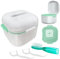 DIDATOOL Porta Dentiera, Porta apparecchio Denti, Contenitore Dentiera con Cestello per Risciacquo, Pulizia Denti Cleanning, Protesi Custodia con Spazzolino per Dentiera (Bianco)