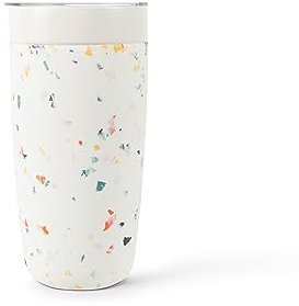 W&P Porter Insulated Tumbler 20 oz | No Metallic Aftertaste Ceramic Coated for Water, Coffee, & Tea | Wide Mouth Vacuum Insulated | Dishwasher Safe, Cream Terrazzo