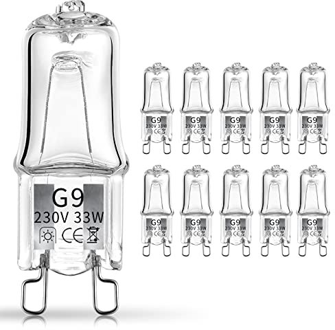 NOTSEK 10 Pack G9 Halogen Wax Burner Bulbs - 230V 33W 2700K-3500K Warm White Light Dimmable for Plug-in Melt Burners, Lamps, Oven