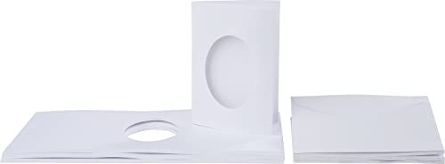 VBS 30er-Pack Passepartoutkarten Oval DIN A6 Weiß mit passende Umschläge Fotoalbum Einladungskarten Hochzeitseinladung