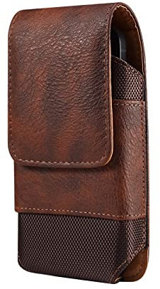 Sac de Ceinture Clip pour Téléphone Marron, Pochette de Ceinture Smartphone en Cuir, Petit Sac Taille pour Téléphone Portable Homme Étui de Transport avec Boucle Passant de Ceinture pour Voyage Sports