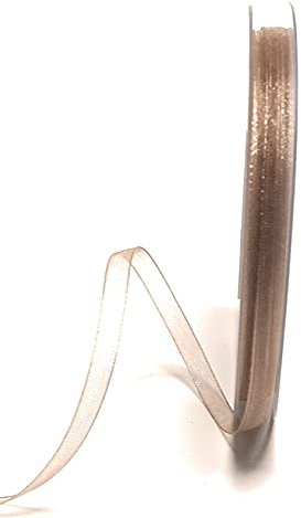 s.dekoda Schleifenband 50m x 6mm Hellbraun - Taupe Organza Chiffon Geschenkband Organzaband [1350-261]