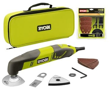 Confezione RYOBI Utensile multifunzione RMT200-S - 200W - kit legno speciale 15 pezzi - RAK15MT