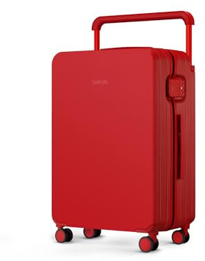 TUPLUS Koffer Trolley ABS Rollkoffer mit 4 Rollen Reisekoffer Handgepäck Hartschalenkoffer mit TSA Schloss, Impression Serie,67.5 x 45.5 x 25 cm/ 61L,Rot