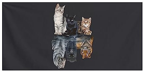 Showudesigns Badetuch für Damen und Herren, Motiv: Katze, reflektierend, groß, 150 x 73 cm, Baumwolle, saugfähiges Badetuch für Strand, Pool, Sport, Yoga