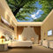 GIVLWF Papier Peint de 3D Arbres 3D Ciel Bleu, Plafond Panoramique Déco Mural - pour Salon Chambre D'Enfant Décoration Murale 150 x 105 cm