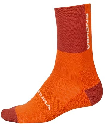 Endura BaaBaa Merino Winter Socks for Cycling | Warmth and Breathability Socks, Orange, One Size