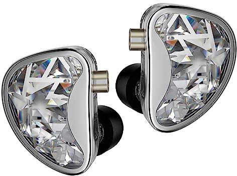 EZ EAR KZ AS24 Auriculares internos con Cable, 12 Unidades BA en Cada Lado, Auriculares con Cable KZ Monitor, actualización IEM para músicos, Graves Profundos, adecuados (Plateado, sin micrófono)