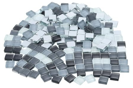 sourcing map 380g Crystal Glass Mosaic Tiles, 1 cm Square Craft Tiny Mosaic Tiles Bulk for Craft DIY Hobbies Art Project Gray Black