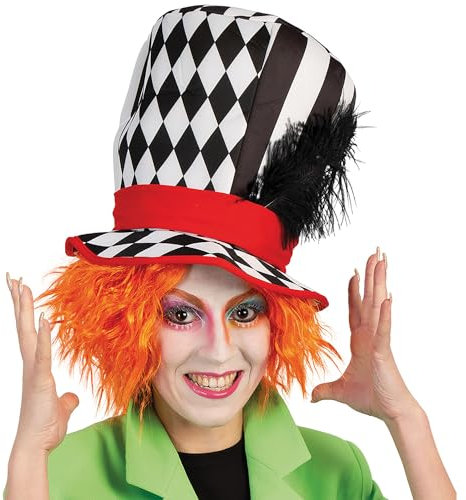 Zylinder Hut Pierrot Harlekin KW 58 cm schwarz-weiß für Erwachsene Kostüm-Zubehör Fasching Karneval