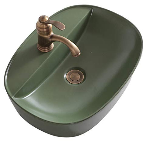 Lavabo sur Pied carré Noir, lavabo de Salle de Bains Simple, lavabo de Salle de Bains au-Dessus du comptoir, glaçage Mat, Cadeau