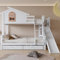 VRYGLEN Lit superposé, avec fenêtres et escalier basculant, à quatre niveaux, pour enfant et mère avec toboggan, lit cabane avec deux tiroirs, lit mezzanine en bois massif, 90 x 200 cm et 120 x 200 cm