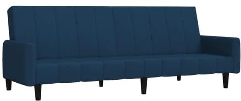 vidaXL Schlafsofa 2-Sitzer, Schlafcouch für Wohnzimmer Heimkino Büro, Gästebett mit Holzrahmen, Sofabett Tagesbett Couch Sofa Ausziehbar, Blau Samt