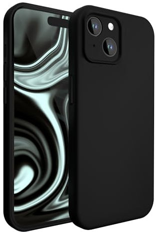 Etuano für iPhone 15 Hülle Silikon mit Kameraschutz - Dünne Schutzhülle & Handyhülle iPhone 15 Case Slim, Stoßfest & Kratzfest, Slim Cover, Schwarz