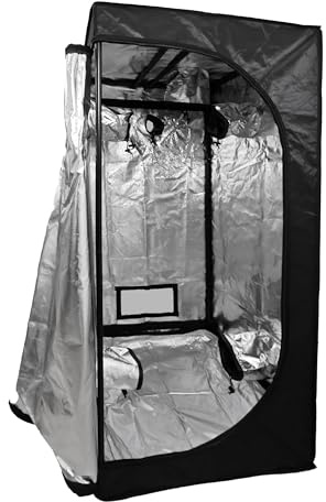 Amax Ferts Anzuchtschrank für den Innenbereich, reflektierende Wände aus 99% Mylar, Gewächshaus für Pflanzen, wasserdicht und abnehmbar, Robustes Nylongewebe, Schwarz, 100 cm x 100 cm x 200 cm