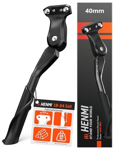 HENMI Fahrradständer 18-24 Zoll Kinderfahrrad Ständer mit Löchern, 40mm Lochabstand M6 Schrauben, Stabil Kinder Seitenständer für Mountainbike, Rennrad