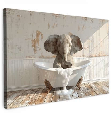 MuchoWow© Wandbilder 120x80 cm Badezimmer WC Toilette Home Deko Wohnung Bild Fotoleinwand Wand Bilder Leinwand Wall Decor Giraffe - Vintage - Schwarz und weiß - Badewanne - Tiere