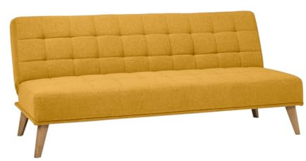 SHIITO | Modelo Versalles - Sofá Cama con Apertura Clic-Clac | Donde la Elegancia y el Confort se encuentran | Diseño Capitoné en Color Mostaza | 189.5 x 88 x 89 cm