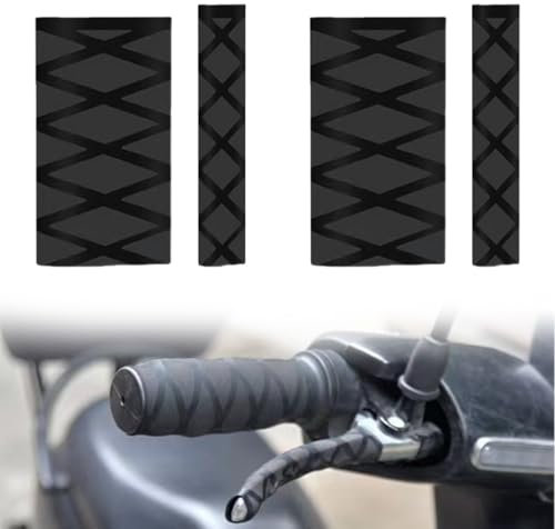 Puños Cómodos Antideslizantes para Motocicleta - 1 Juego de 2 Pares de Fundas Termorretráctiles y Calefactables para Agarre Estándar - Negro