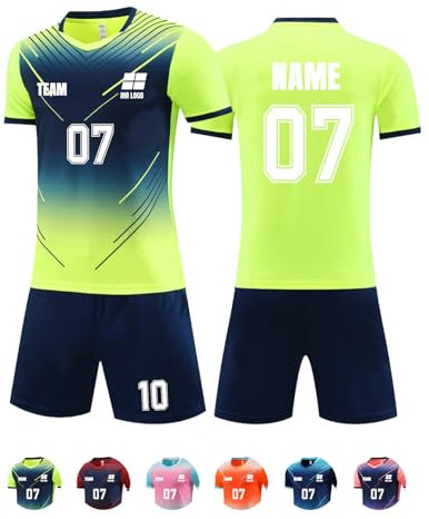 Trikot mit Eigenem Namen Nummer Logo, Personalisiert Fußball Trikots für Kinder/Erwachsene, Trikot Selbst Gestalten Fußball für Junge Herren #7