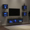 Iiaky 7-TLG. Wohnwand mit LED-Beleuchtung Wohnwand Wohnzimmer MöBel Wohnzimmer Fernsehwand Wohnzimmerschrank Schwarz Holzwerkstoff