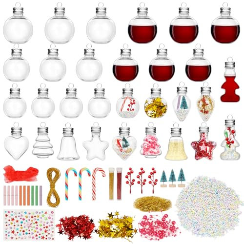 OSTWOLKE 30 Stück Weihnachtskugeln zum Befüllen, Christbaumkugeln Kunststoff, Weihnachtsbaumkugeln Plastik, Durchsichtige Weihnachtskugeln, Weihnachtsdeko Kugeln Geeignet zum Befüllen Aufhängen