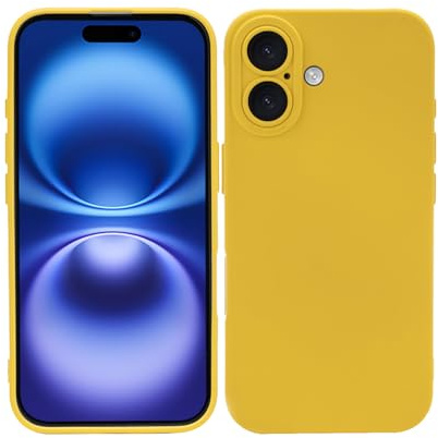 LOOKSEVEN For iPhone 16 Case, Yellow Silicone TPU Rubber Back Cover Case Compatible for iPhone 16 (6.1 inch)