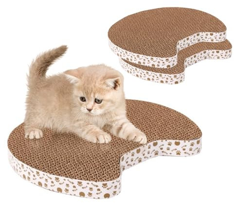 Pack de 2 Rascador para Gatos Reversible con diseño Resistente y ecológico, Alfombrillas de cartón rascador Corrugado para el Cuidado de Las Garras y reducción del estrés,