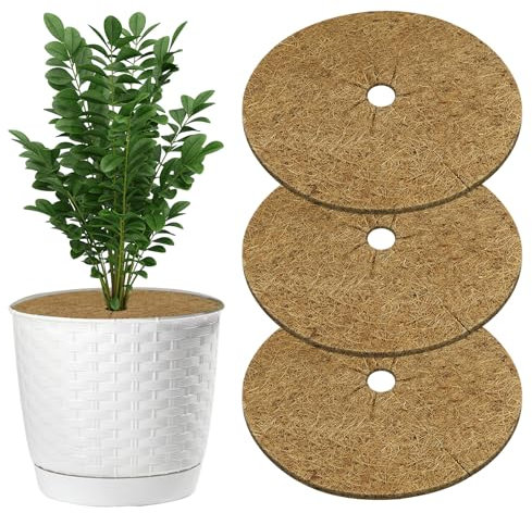 OFFCUP Kokos Mulchscheibe 60cm, 3 Stück Kokosfasermatte Rund Kokosmatte Winterschutz Kokos Pflanzenschutz Kokosscheibe 60cm Kokosmatten für Pflanzenschutz, Kälteschutz, Frost, Schutz vor Nässe