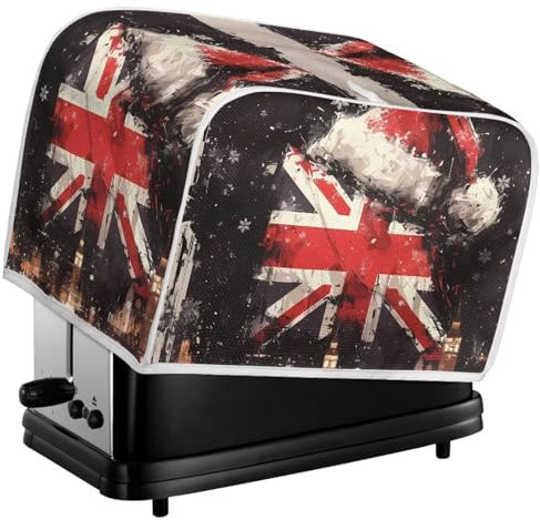 Kuiaobaty Union Jack Weihnachtsmütze, Toaster-Abdeckung, 2 Scheiben, Weihnachtsschneeflocke, Patrioten, Schutzhülle für Brotmaschine, 29,2 x 20,3 x 20,3 cm, Backgeschirrschutz