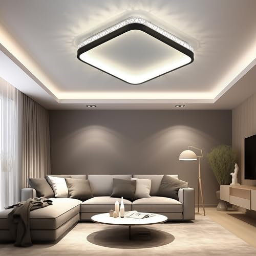 OTREN Plafon Led Techo, Moderno Lámpara de Techo Led 4000K Luz Blanco Neutro, Luz de Techo para Dormitorio Cocina Pasillo Balcón Sala de estar, Ø30CM, Negro