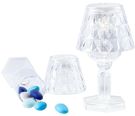 Ingrosso e Risparmio Bomboniera Lampada Luce LED in Plex Portaconfetti Lume Bomboniera Evento Laurea Diciottesimo Matrimonio Arredo Design Completo Economico (Kit da 18 pz.)