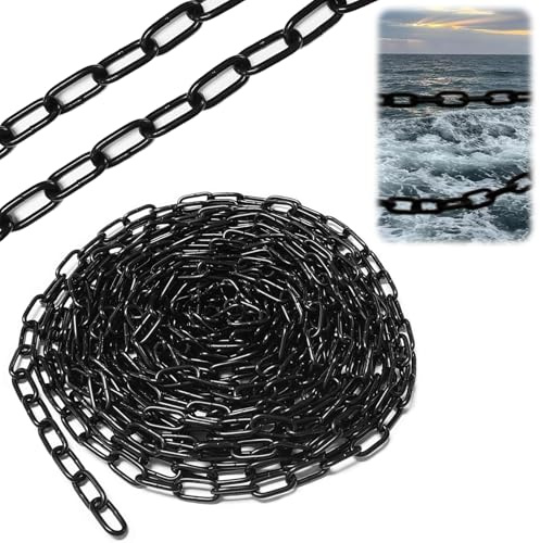 MeYuxg 10 Stahlkette aus Kohlenstoffstahl, 3mm kette schwarz Gliederkette Meterware, Gliederkette Schwarz Verzinkt Metall Für Hängezäune, Hundeführungsketten, Schaukelketten,Warnkette