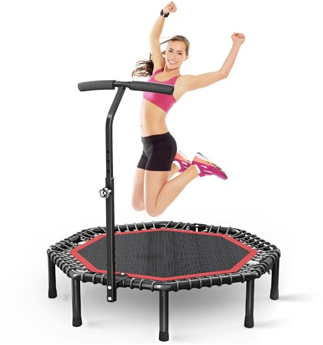 Wonlink 50 Octagonal Rebounder Trampoline for Adults, Fitness Rebounder with Quiet Bungees Cords, T-Adjustable Handle Bar, Exercise Rebounder for Adults Indoor/Outdoor Workout, Max Load 550 LBS