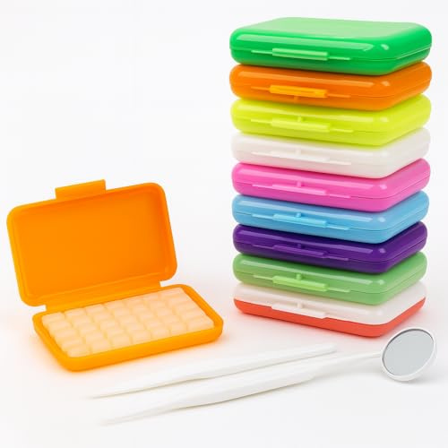Kit 10 Estuches Con Cuchillo Y Espejo Dental Cera Dental Brackets Ortodoncia Alivio Dolor Cera Ortodóntica Grado Médico Para Irritación Bucal Protección Encías Uso Diario Portátil Sabores Variados