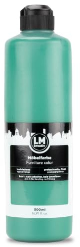 LM-Kreativ Möbelfarbe 500ml, Grün wie Smaragd | Hochdeckende Möbellack für Innen- und Außenbereich, Möbelfarbe ohne Schleifen, Küchenfarbe/Küchenfront Farbe