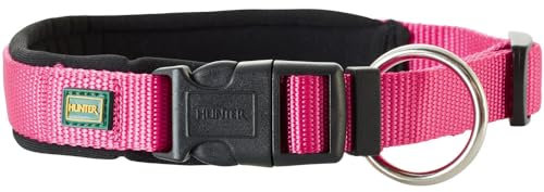 HUNTER Hundehalsung NEOPREN VARIO PLUS, Farbe: himbeer/schwarz, strapazierfähiges Nylon, weiche Neoprenpolsterung, stufenlos verstellbar, mit Zugentlastung, pflegeleicht, komfortabel, Größe: S/2,0