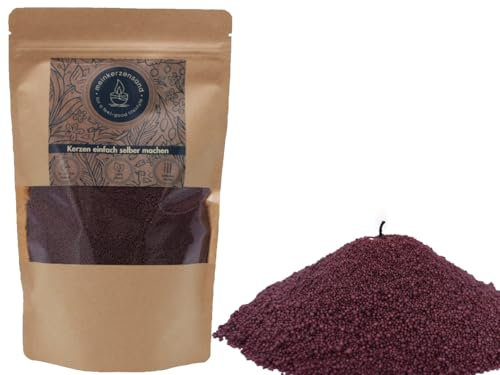 KERZENSAND inkl. 2 Dochte á 20cm - Palmwachs Wachsgranulat Kerzengranulat Kerze Wachs Teelicht - Universal einsetzbar - unvergleichbar Kreativ (brombeere - 400g)